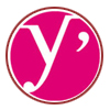 logo « y » en médaillon sur fond rose